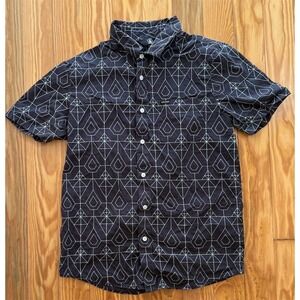 Volcom Mens Geometric Black Short Sleeve Button-Up Shirt Size S surf skate beach